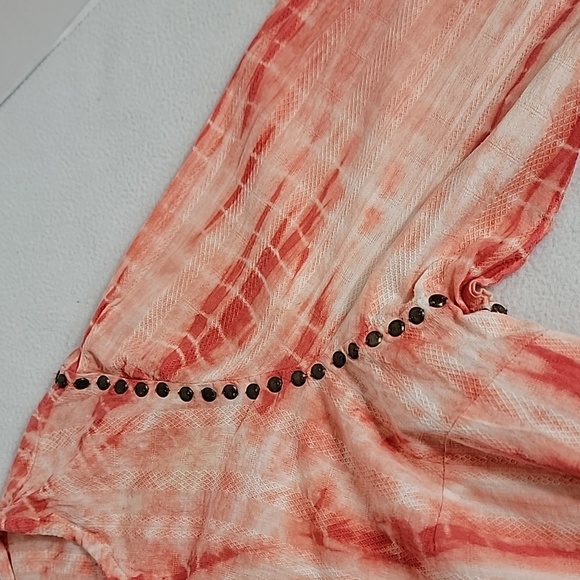 Ruff Hewn Women's White Pink Striped Tye Dye W/ Stud Accent Tunic Top,  1X - Picture 4 of 9